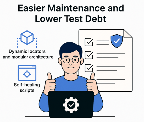 Easier Maintenance and Lower Test Debt is an advantage of automation testing
